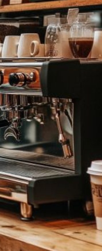 An espresso machine on a cafe counter
