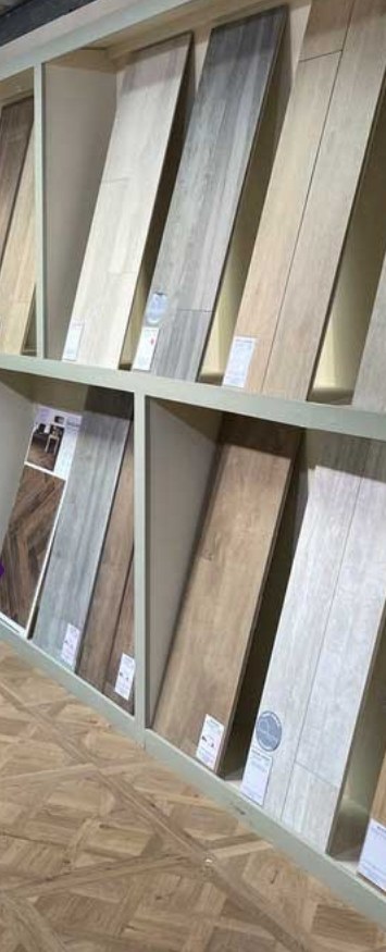 Tile display racks in a supplier showroom